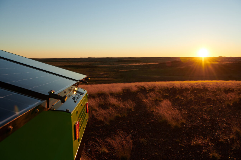 EcoQuip MSLT4 unit against backdrop of Western Australian outback at sunset