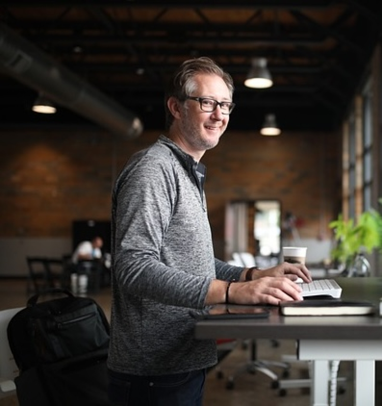 Man in office at desk