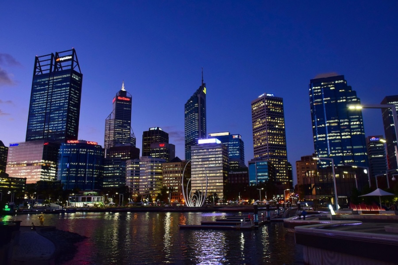 Perth Commercial Business Centre cityscape at dusk