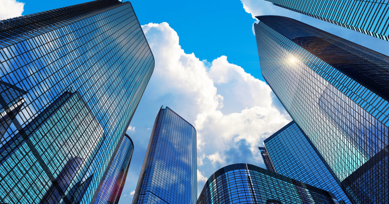 Image of skyscrapers from ground level