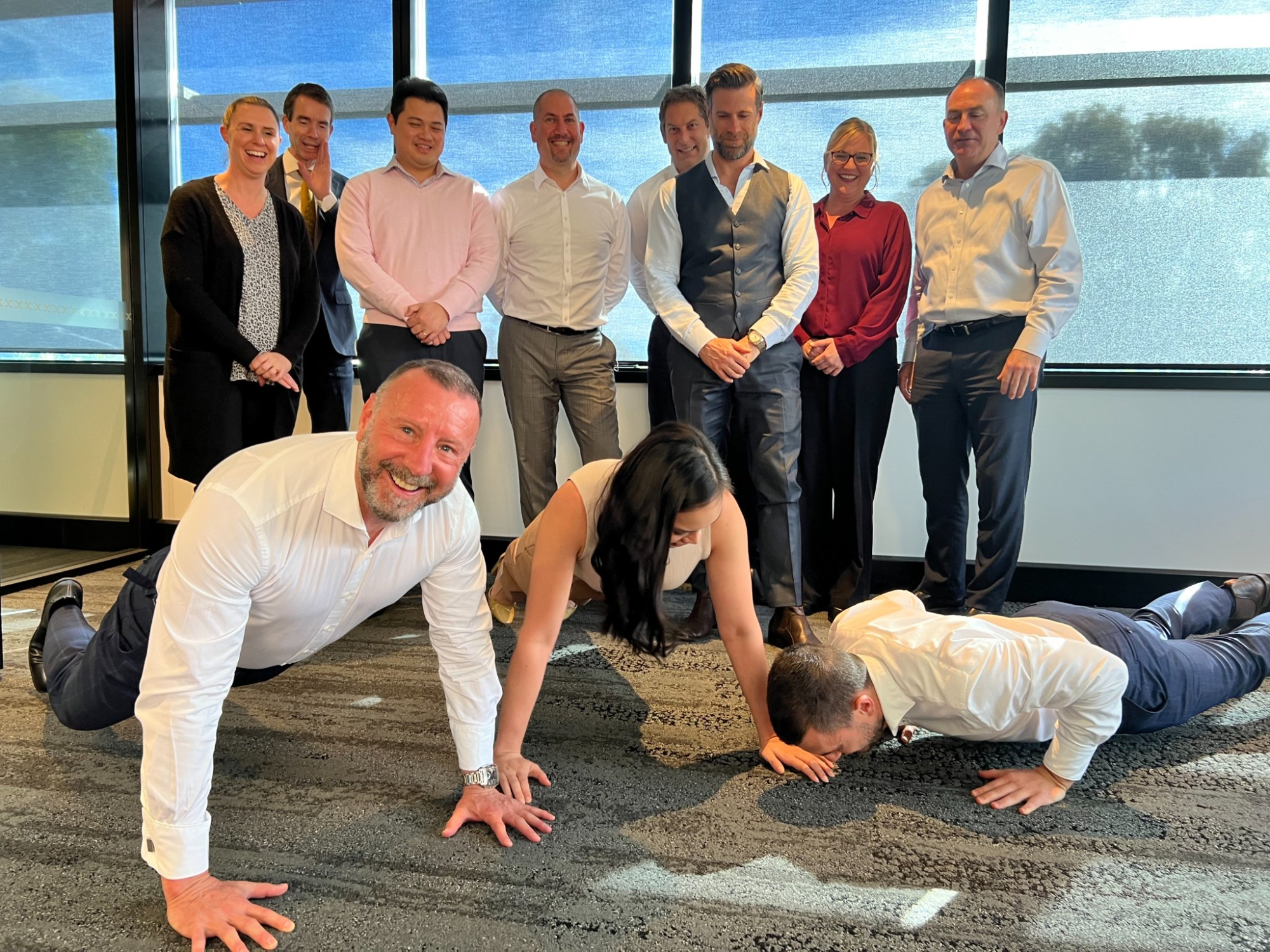 Ledge team completing push ups as part of The Push-Up Challenge.
