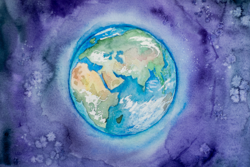 painting of the earth globe
