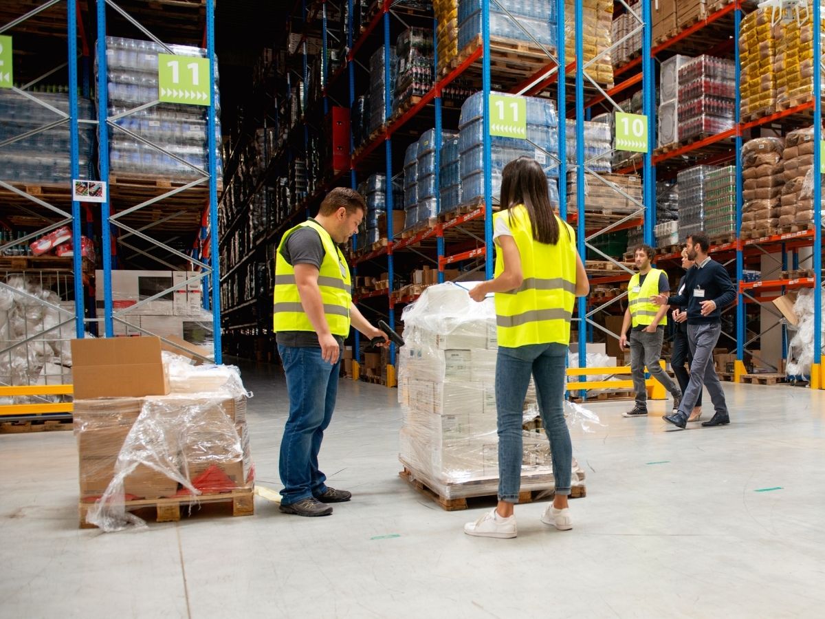 Inside of a warehouse of a company's supply chain.